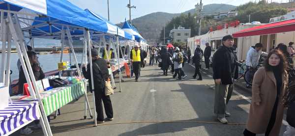 통영 한산 용초항, 설맞이 ‘섬 활력장터’ 성황… 주민 주도 섬 경제 새 활력 기사 이미지